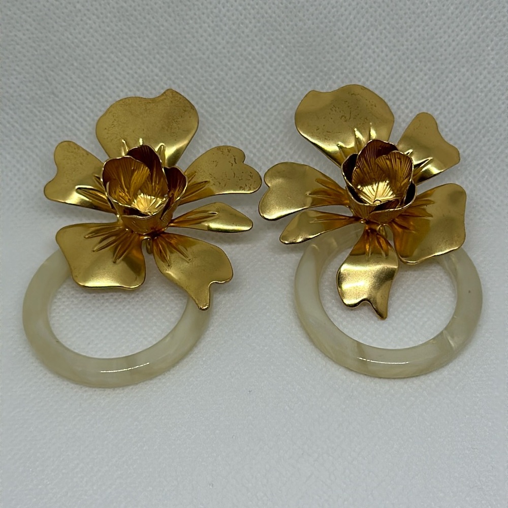 J. Crew Gold Floral Earrings
